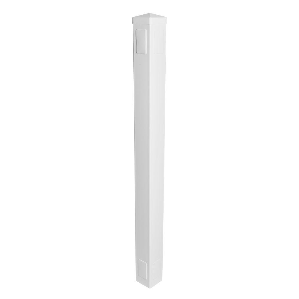 Weatherables 4 in. x 4 in. x 7 ft. Cheyenne White Vinyl Picket Fence ...