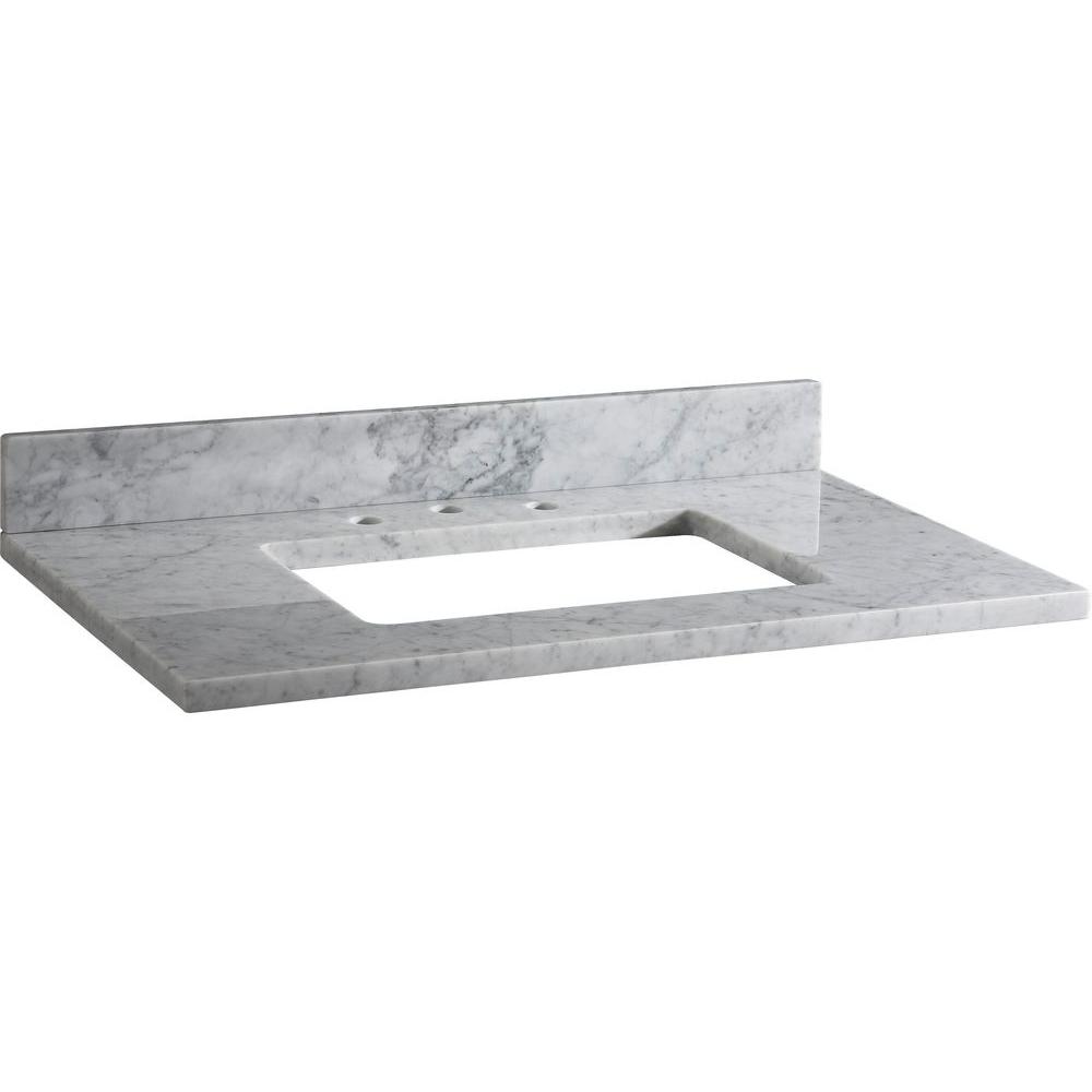 Ryvyr 37 In Marble Vanity Top Carrara White Without Basin