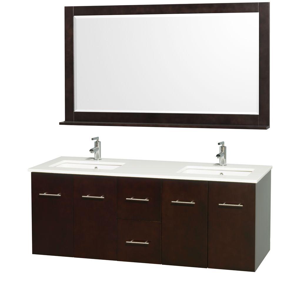 Wyndham Collection Centra 60 in. Double Vanity in Espresso with Man