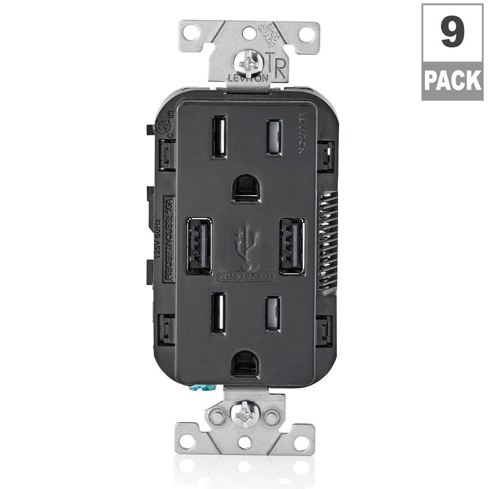 Leviton T5632-3BW 15-Amp USB Charger//Tamper Resistant Duplex Receptacle White