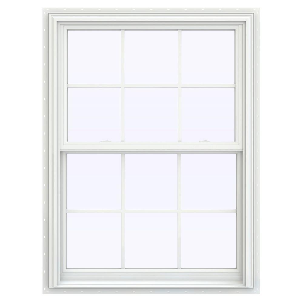 JELDWEN 35.5 in. x 53.5 in. V2500 Series White Vinyl Double Hung Window with Colonial Grids