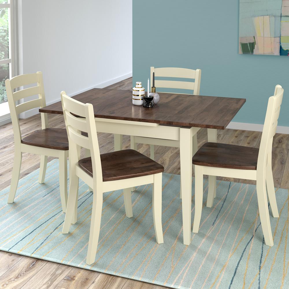 Corliving Dillon 5 Piece Extendable Dark Brown And Cream