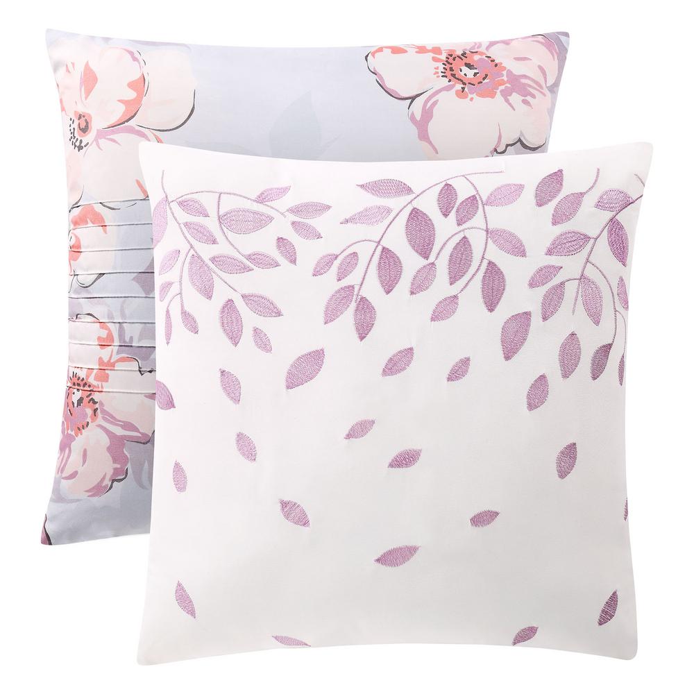 Carmela Home Penelope 5 Piece Grey Purple Pink Queen Comforter Set