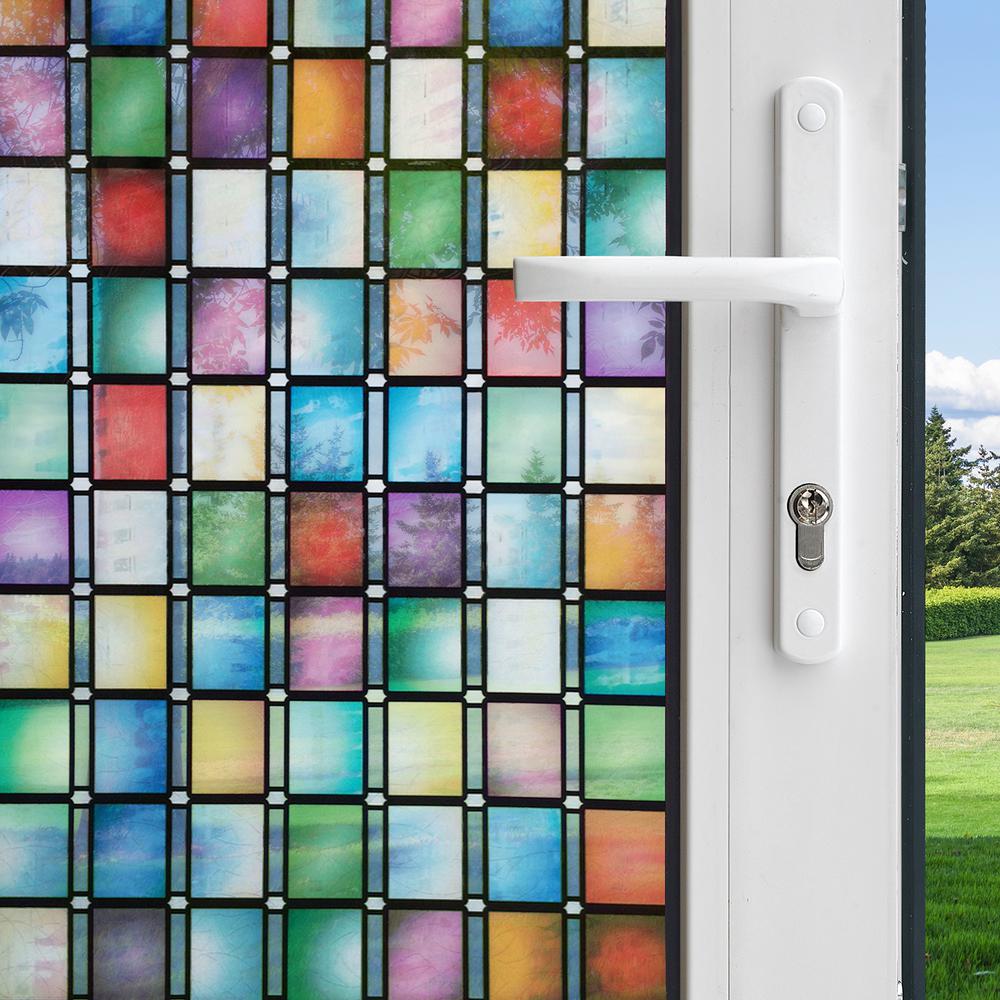 Gila 36 in. x 78 in. Privacy Control Stained Glass Atlantis 
