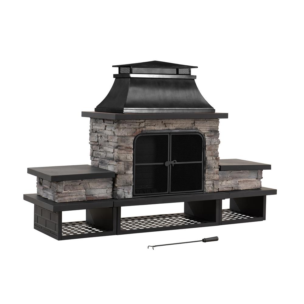 Sunjoy Maryland Bel Aire 48 03 In Black Fireplace With Faux Stack