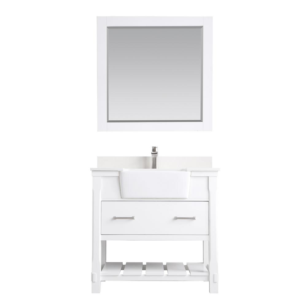 Altair 36 in. Bathroom Vanity in White with Composite Carrara