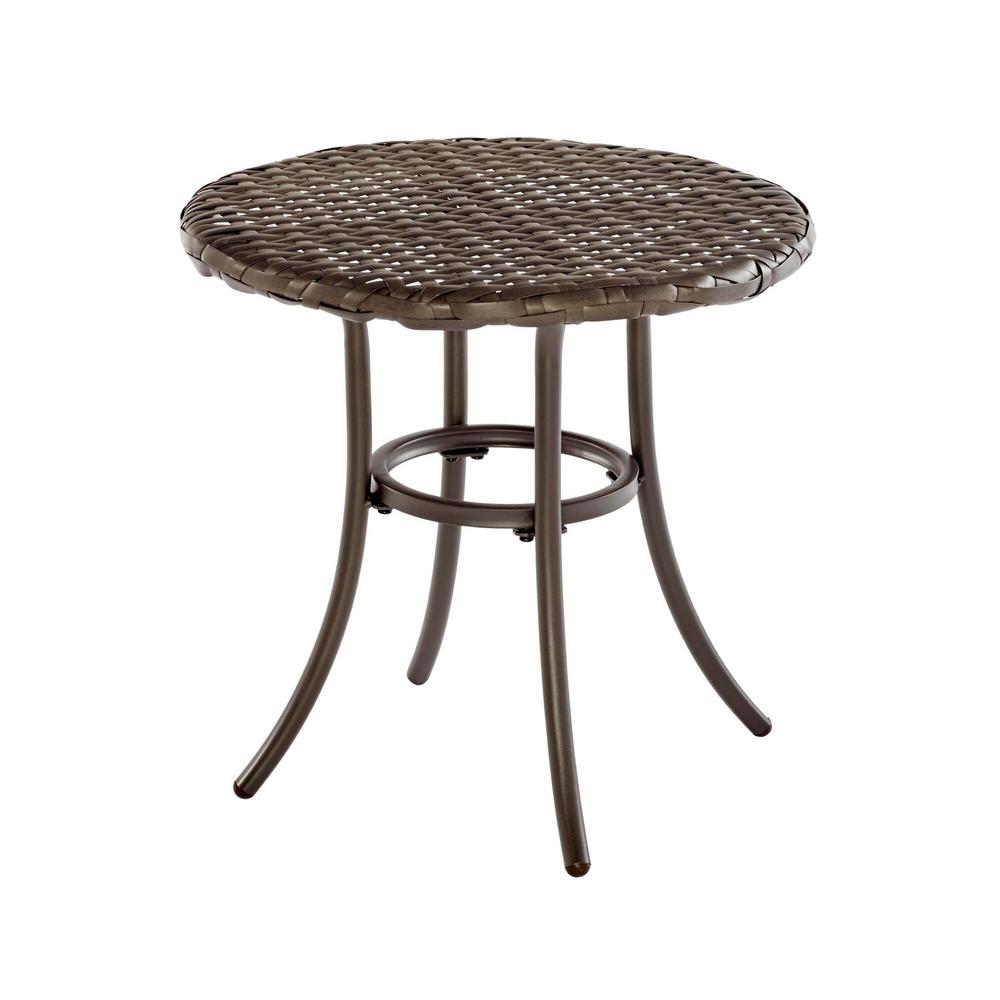 StyleWell 18 in. Mix and Match Brown Round Metal Outdoor Patio Accent