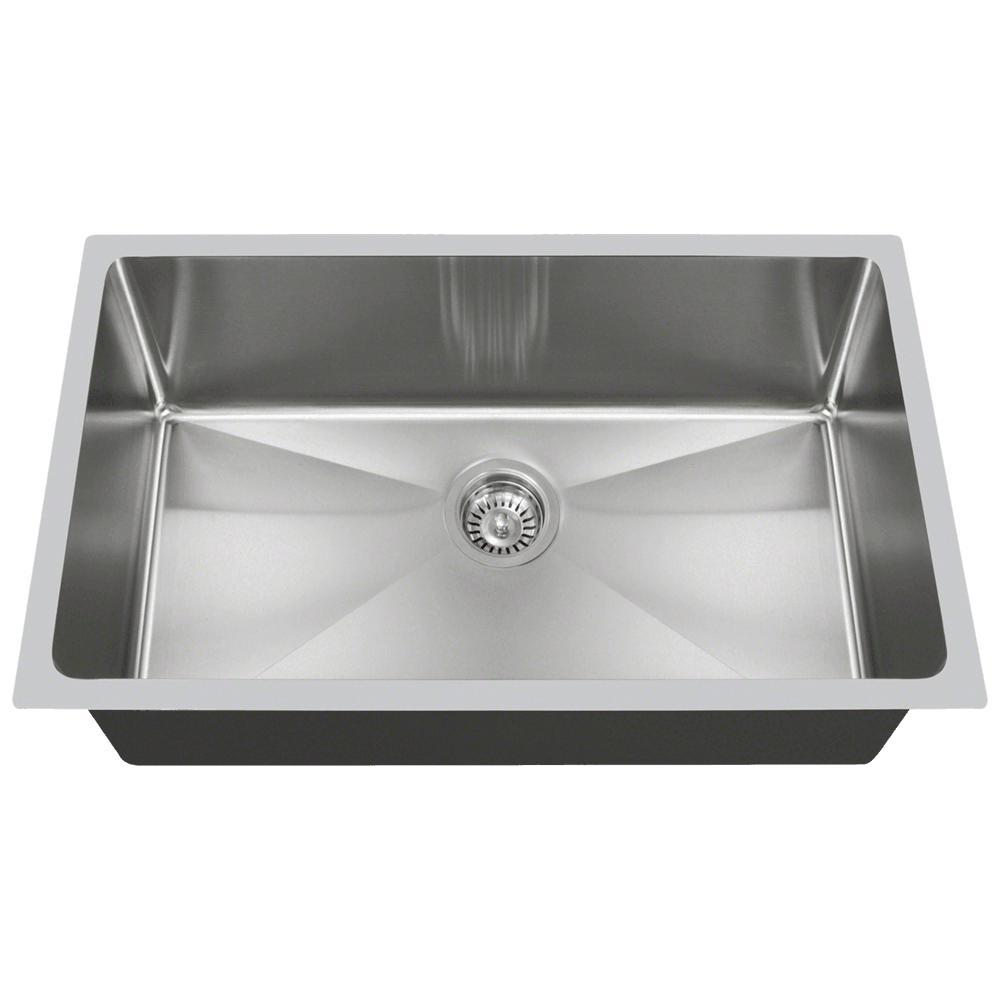 MR Direct Undermount Stainless Steel 31 In Single Bowl Kitchen Sink   Brushed Satin Mr Direct Undermount Kitchen Sinks 3120s 64 1000 