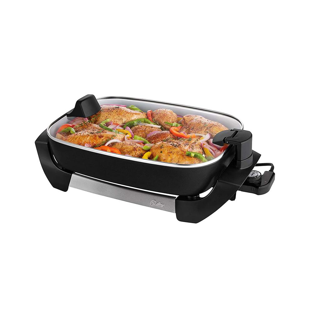 Oster Titanium Infused DuraCeramic Electric Skillet with Hinged Lid