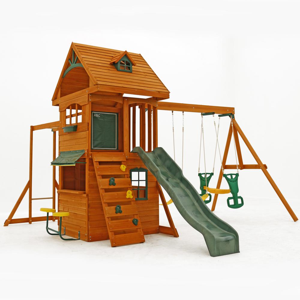 Kidkraft Ridgeview Deluxe Clubhouse Wooden Swing Set F270855 The