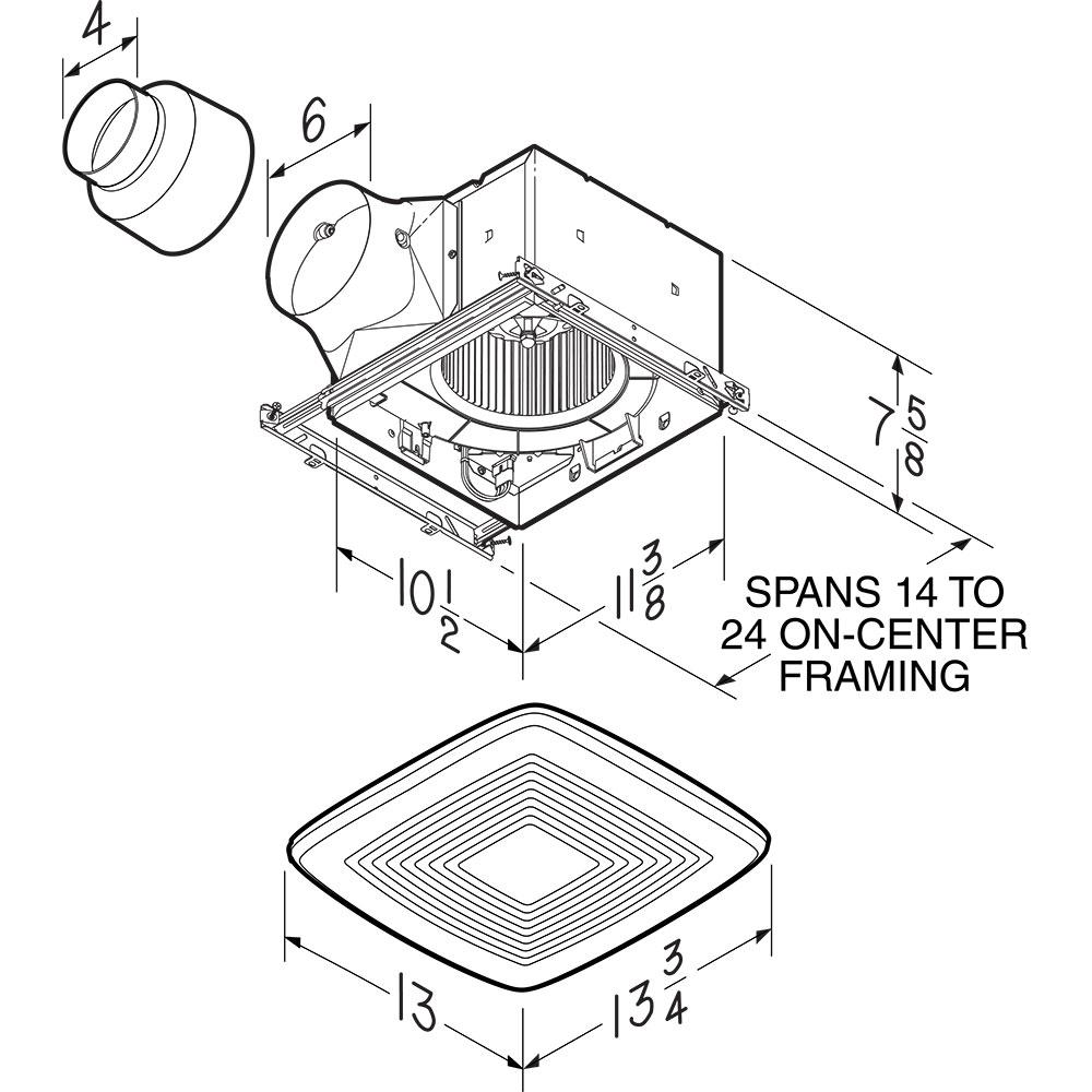 Ar80x Broan Roomside Series 80 Cfm 2 0 Sones Ventilation Fan