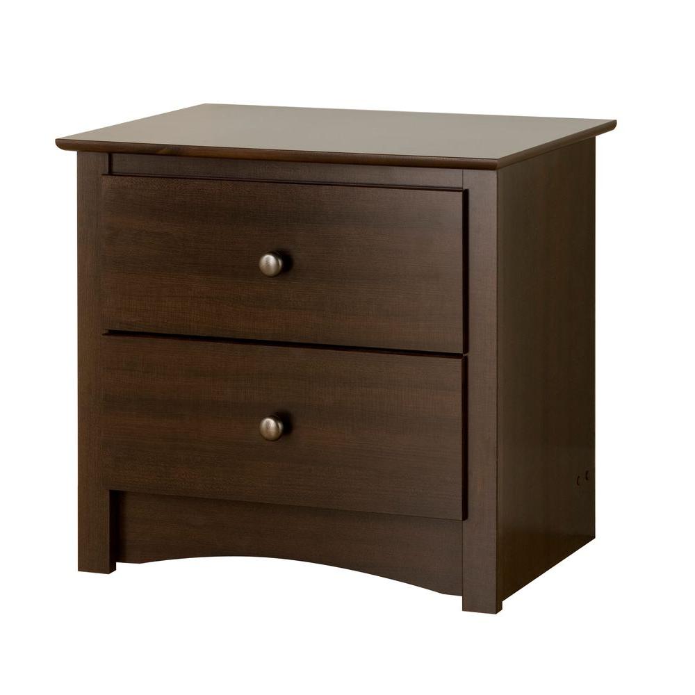 Prepac Sonoma 2 Drawer Black Nightstand Bdc 2422 The Home Depot