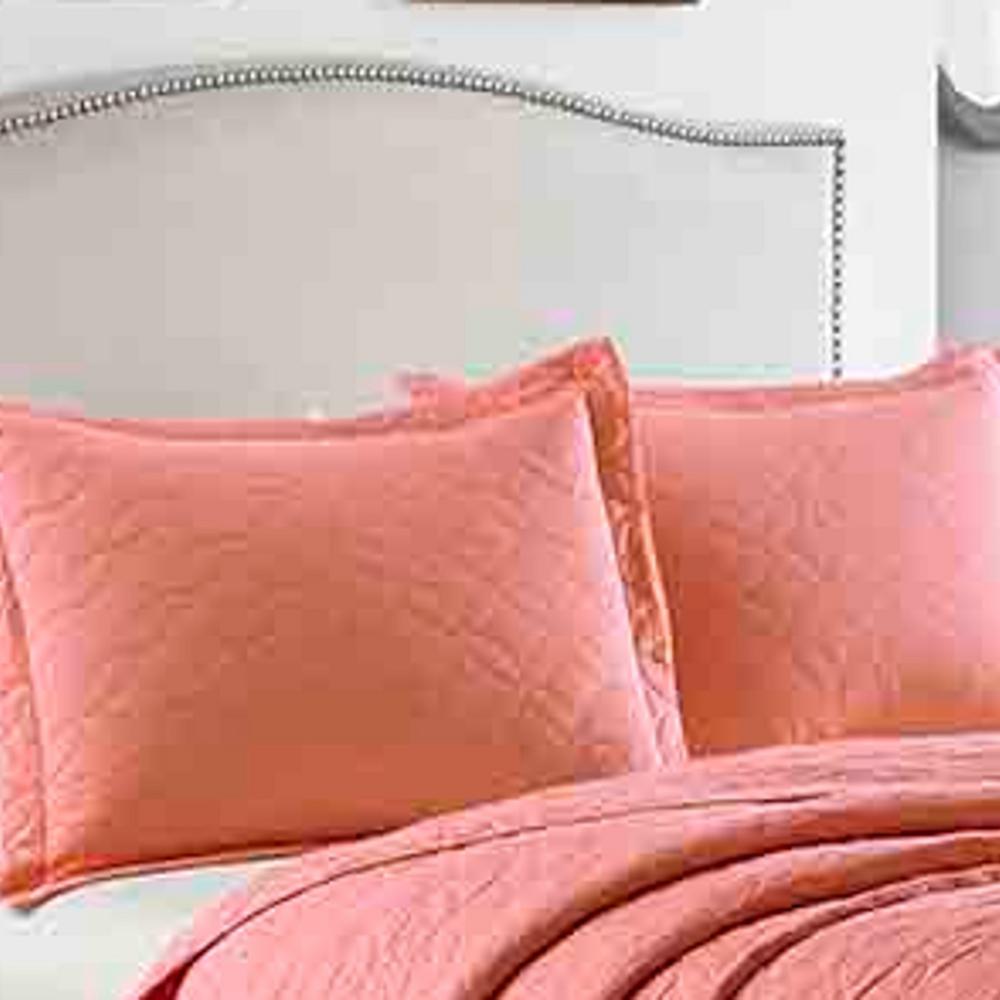 Laura Ashley La Solid 3 Piece Orange Solid Cotton Full Queen Quilt Set 195556 The Home Depot