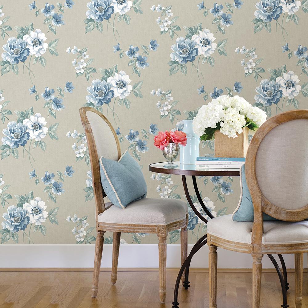 Light Blue Wallpaper Decor The Home Depot Keighley Light Blue Fl Wallpaper Sample