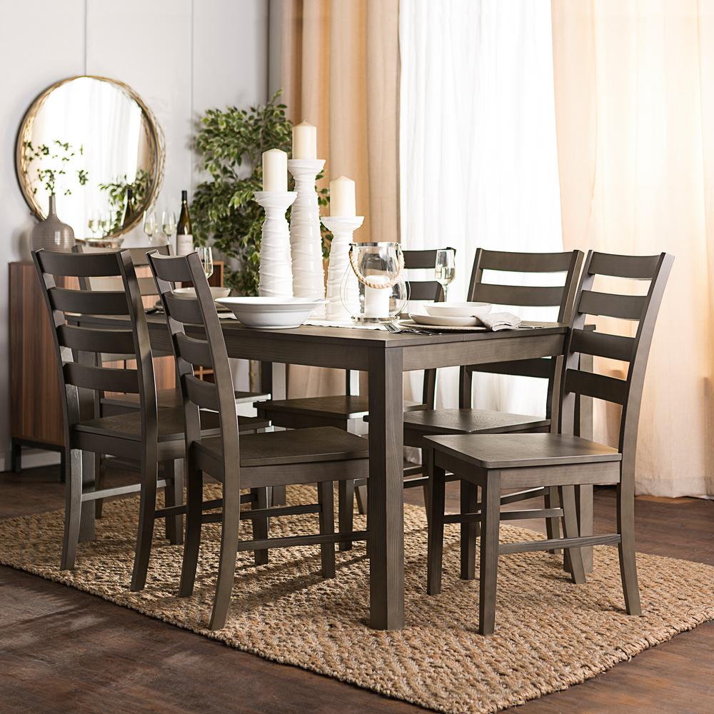 Walker Edison Furniture Company 7 Piece Modern Dining Set Aged 7 Piece Modern Dining Set Aged Grey