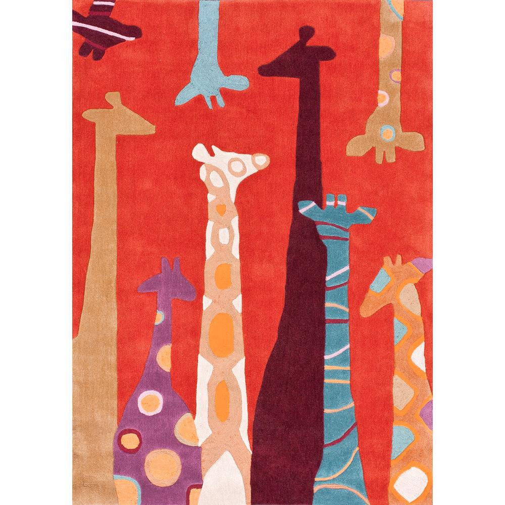 Nuloom Colorful Giraffes Playmat Red 5 Ft X 7 Area Rug Nuloom Colorful Giraffes Playmat Red 5