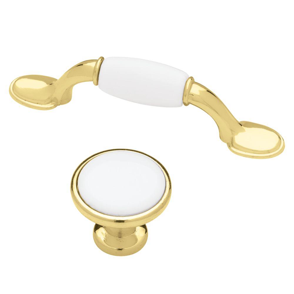 Bright Brass Qty of 50 New w//screws White With Speckles Cabinet Door Handles