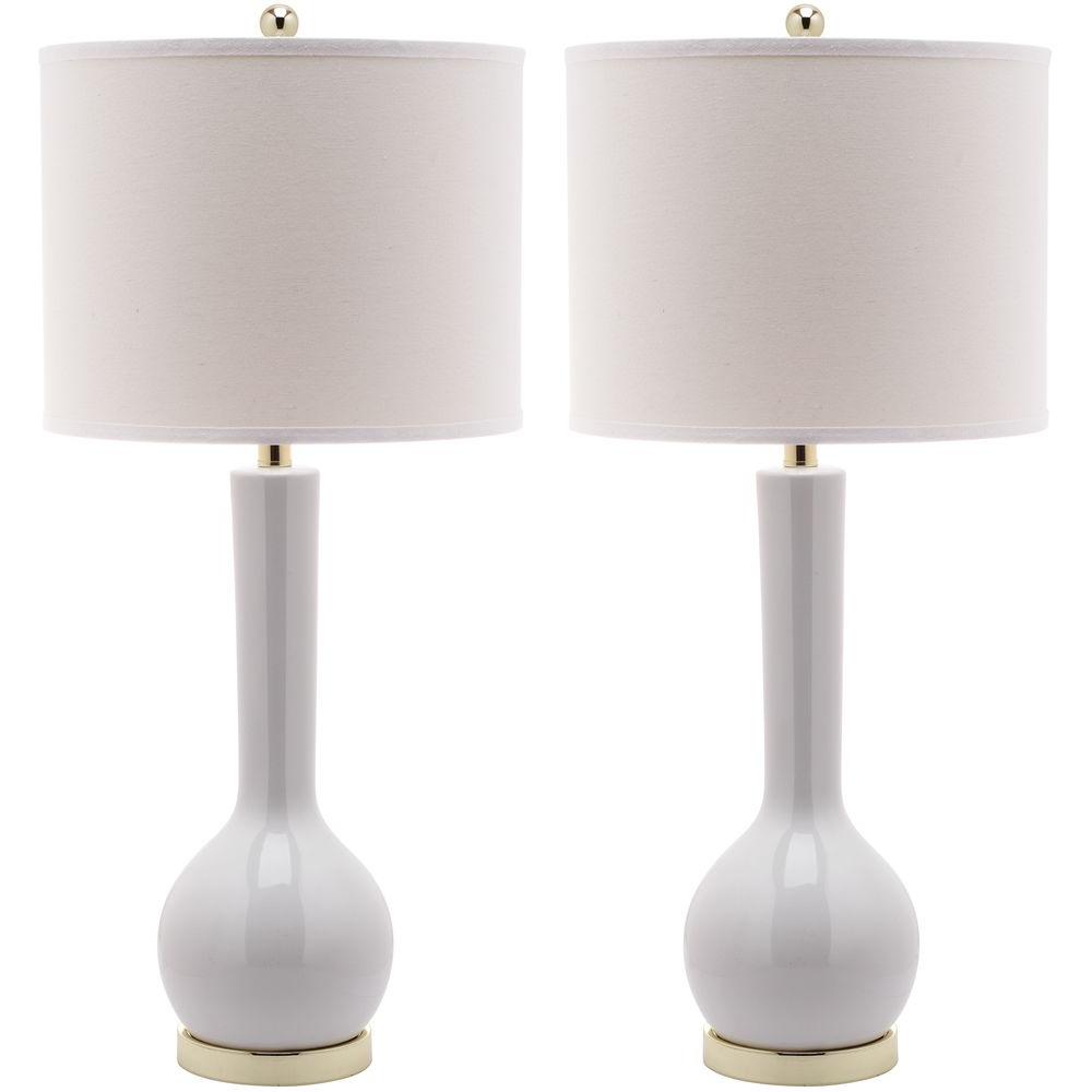 Safavieh Mae 30 5 In White Long Neck Ceramic Table Lamp With Off