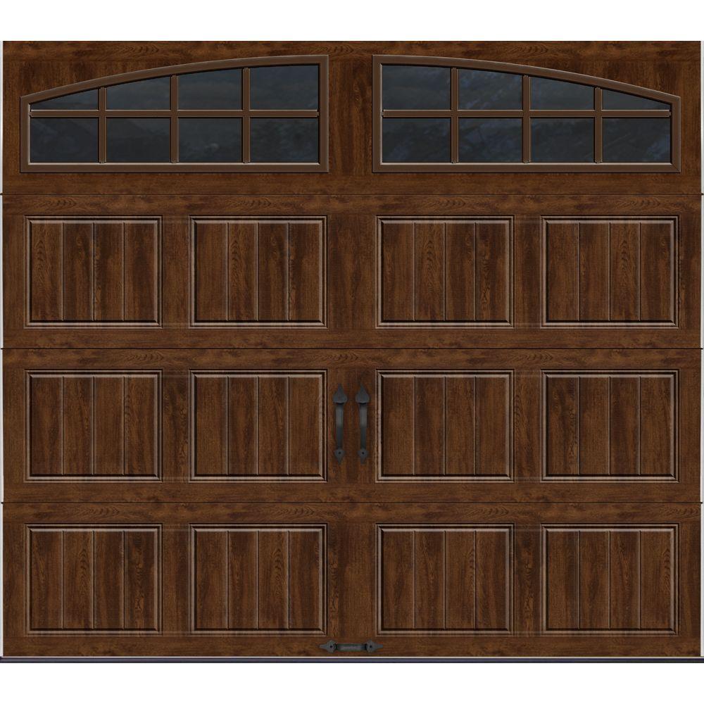 Gallery Collection 8 ft. x 7 ft. 18.4 R-Value Intellicore Insulated Ultra-Grain Walnut Garage Door with Arch Window