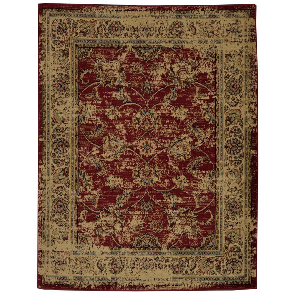Ottomanson Royal Collection Red Distressed Oriental Fl Design 5 Ft 3 In X 7 Area Rug