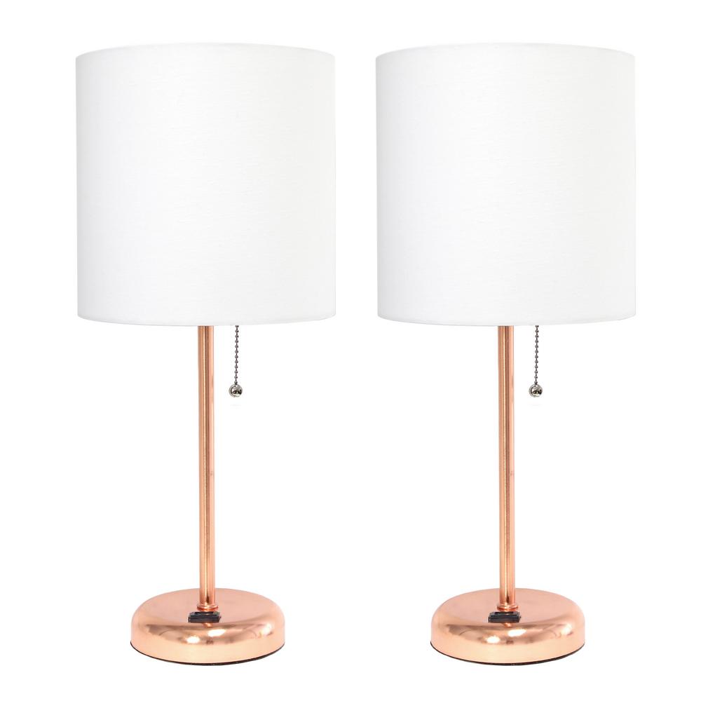 white and rose gold lamp