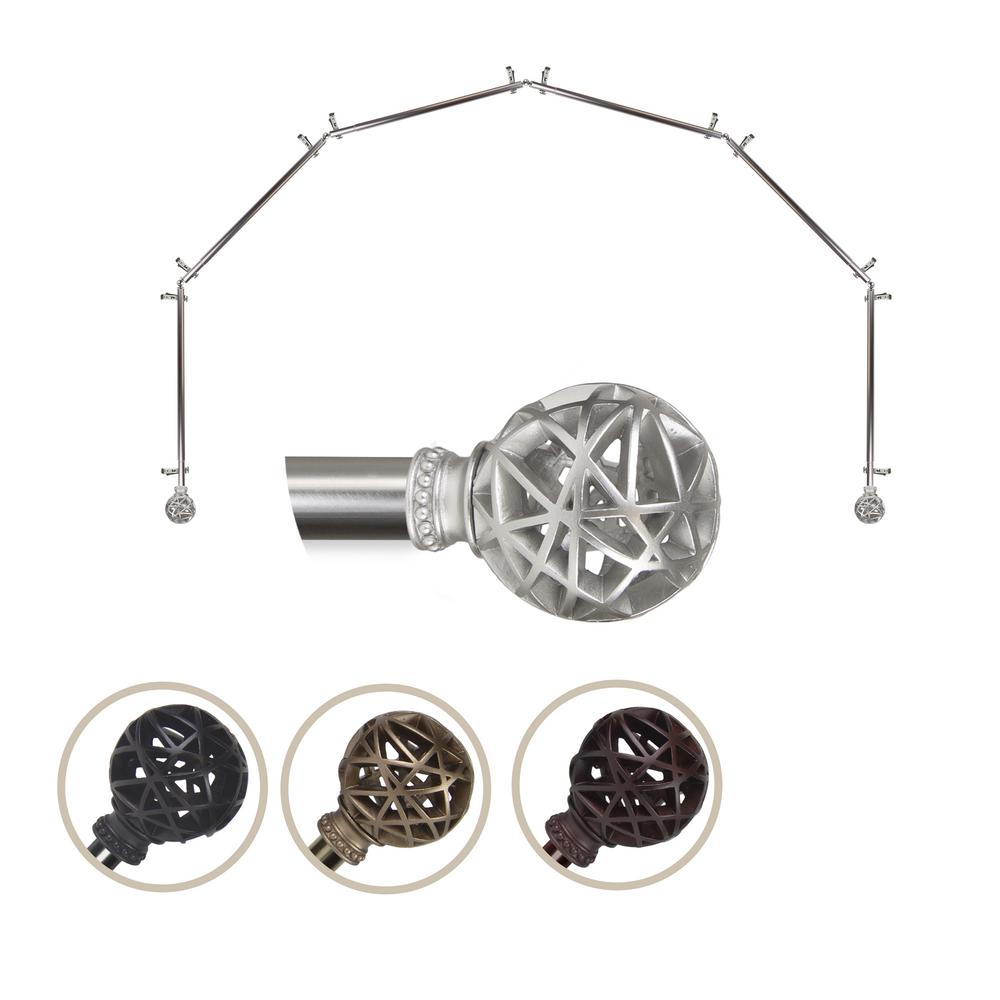 Emoh 13 16 Dia Adjustable 6 Sided Bay Window Curtain Rod 28 To 48