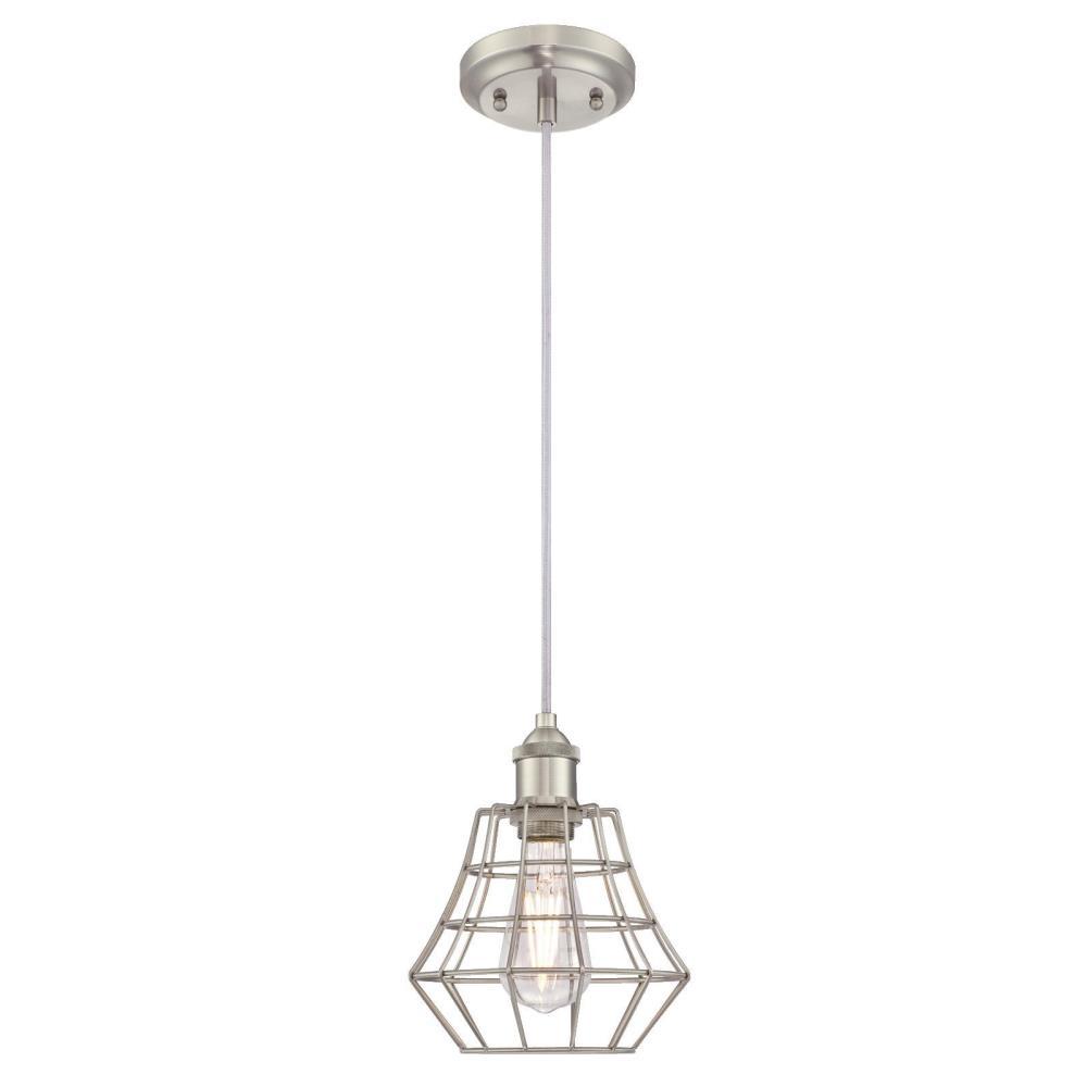 Westinghouse Nathaniel 1 Light Brushed Nickel Mini Pendant 6337200 Westinghouse Nathaniel 1 Light Brushed Nickel Mini Pendant