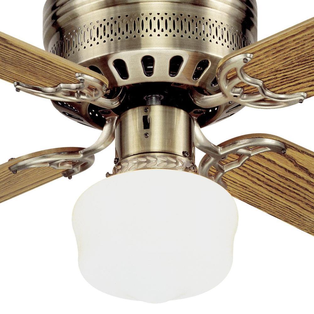 42" Classic Schoolhouse Antique Brass Ceiling Fan Light Low Ceiling