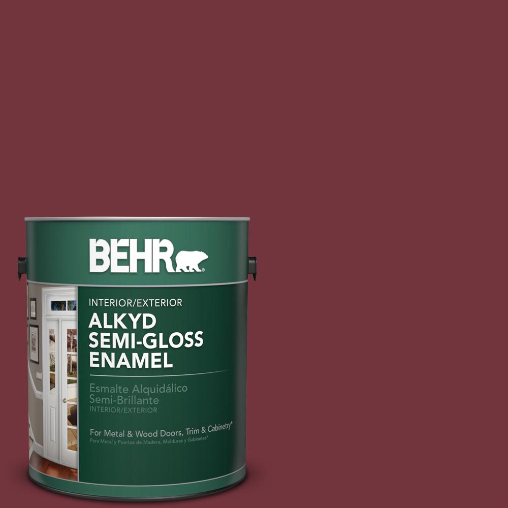 BEHR 1 gal. #S130-7 Cherry Cola Semi-Gloss Enamel Alkyd Interior ...