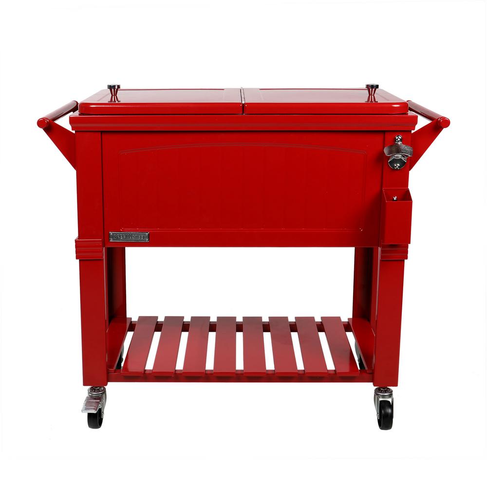 Permasteel 80 qt. Red Antique Furniture Style Rolling ...