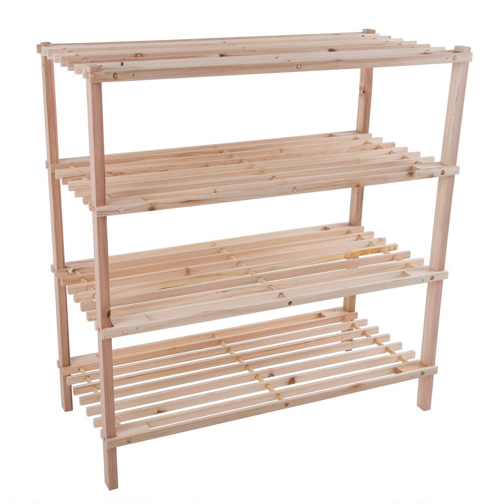 Oceanstar 16 Pair Natural 4 Tier Bamboo Shoe Organizer 4sr1668 The Home Depot