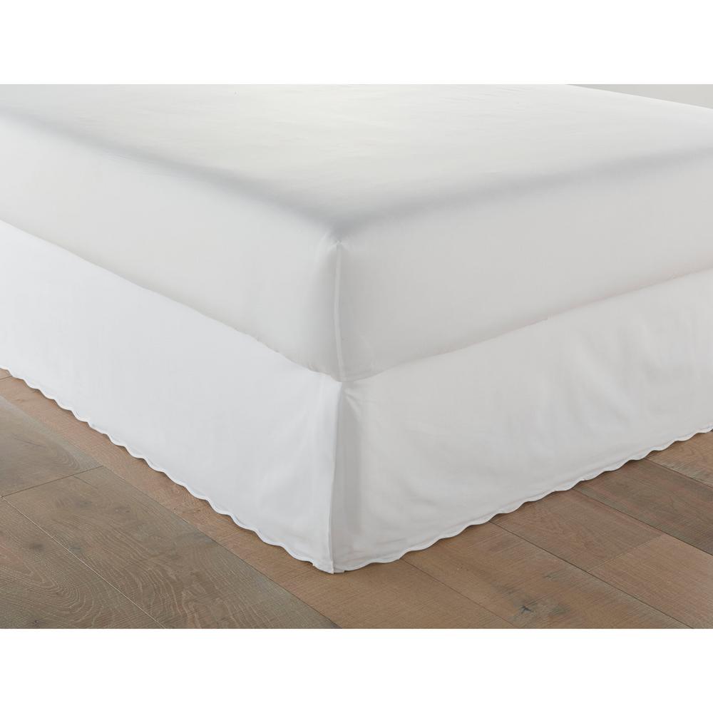 Stone Cottage Sc Solid Scallop White Cotton King 15 In Drop Bedskirt Ushseb1130953 The Home Depot Stone Cottage Sc Solid Scallop White, Queen Size Bed Skirt 15 Drop