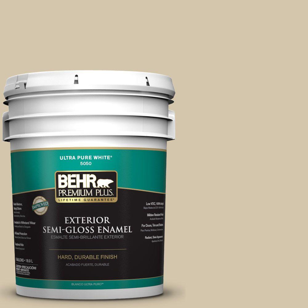 BEHR Premium Plus 5gal. YLW11 Khaki Shade SemiGloss Enamel Exterior