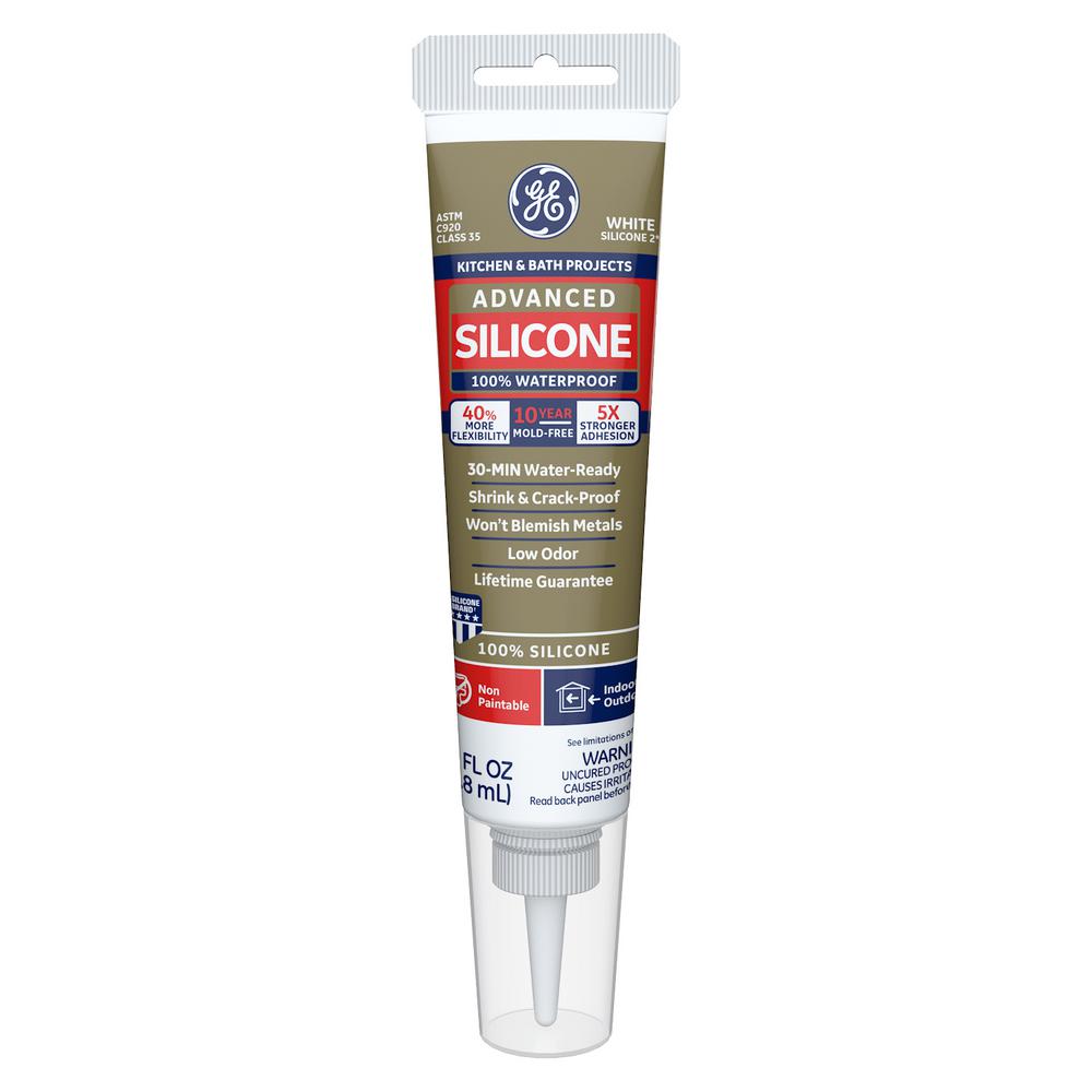 GE Advanced Silicone 2 2.8 oz. White Kitchen and Bath Caulk2709135