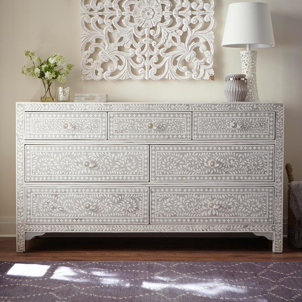 Home Decorators Collection Dhara Bone 7 Drawer Pantone Grey Dresser Home Decorators Collection Dhara Bone 7 Drawer Pantone Grey Dresser 9990700270 The Depot