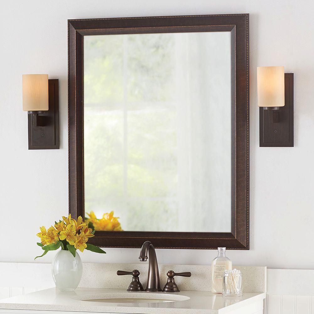 framed fog free wall mirror 26 in. w x 32 in.bathroom vanity antique