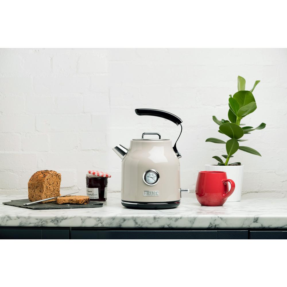 HADEN Dorset 1.7 l 7-Cup Beige Stainless Steel Electric Kettle with Haden Dorset 1.7 Liter Stainless Steel Electric Kettle