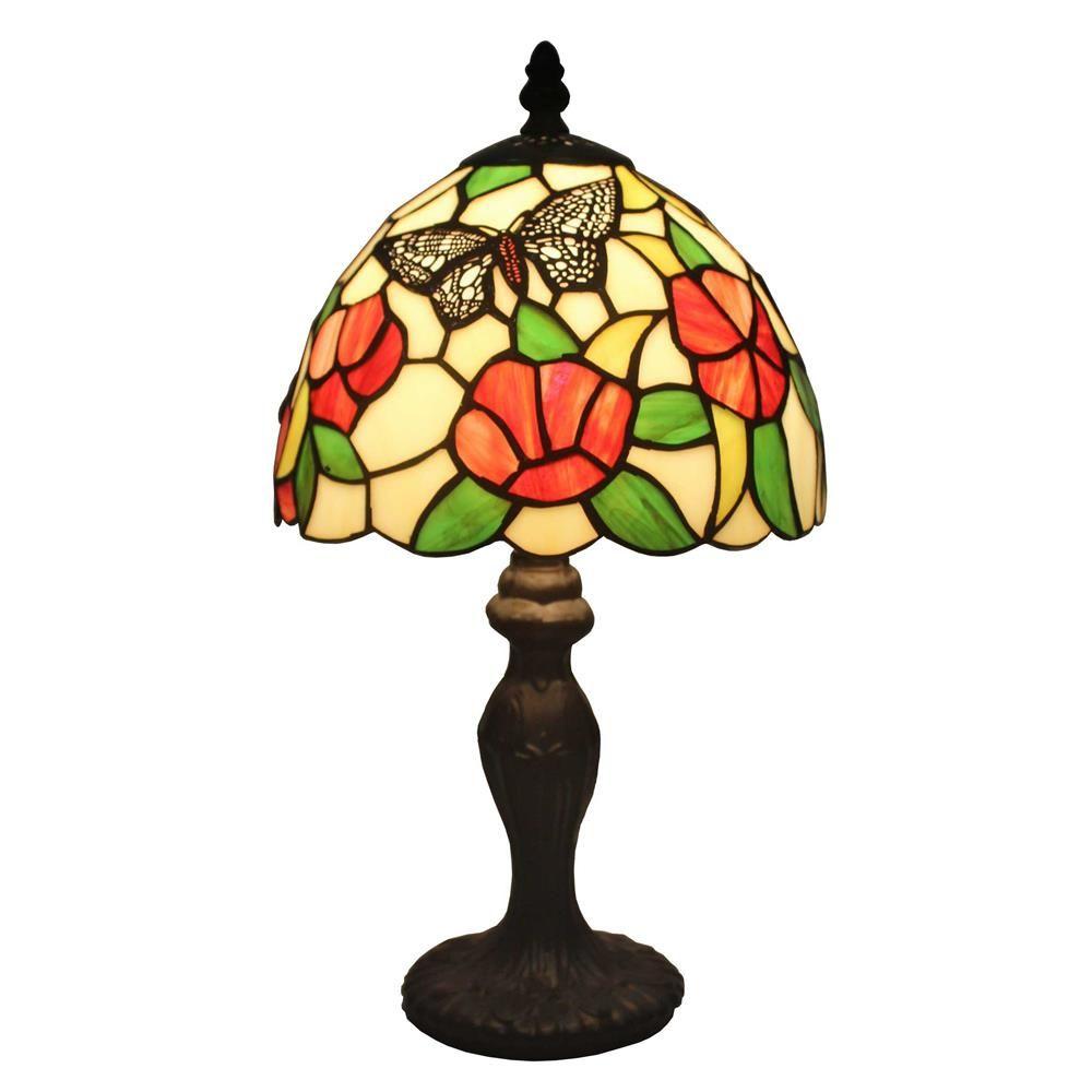 Amora Lighting 14 5 In Style Flowers And Erflies Design Table Lamp