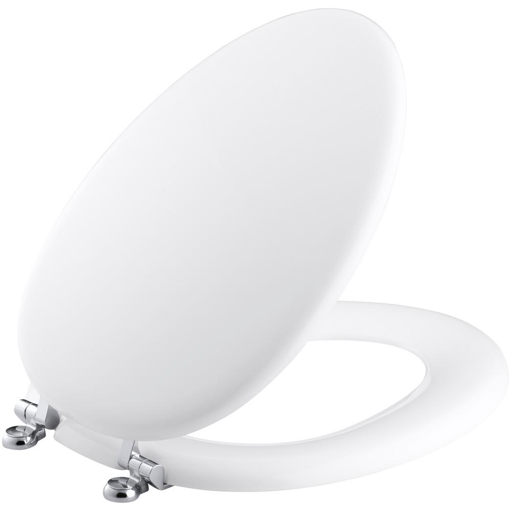 Kohler Kathryn Elongated Closed Front Toilet Seat With Polished Kohler Kathryn Elongated Closed Front Toilet Seat With Polished Chrome Hinge In White