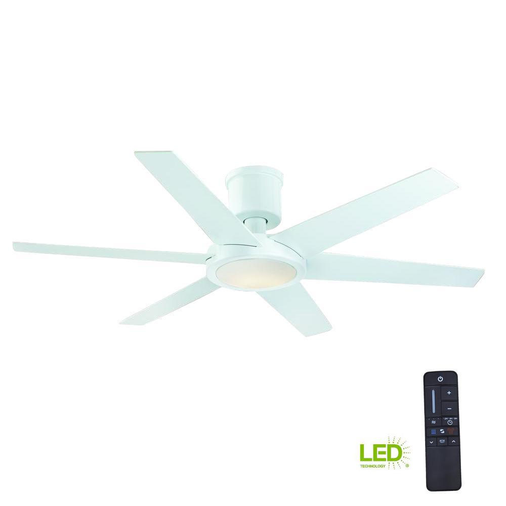 Home Decorators Collection Clermont 52 In Led Indoor Glossy White Ceiling Fan With Light Kit And Remote Control