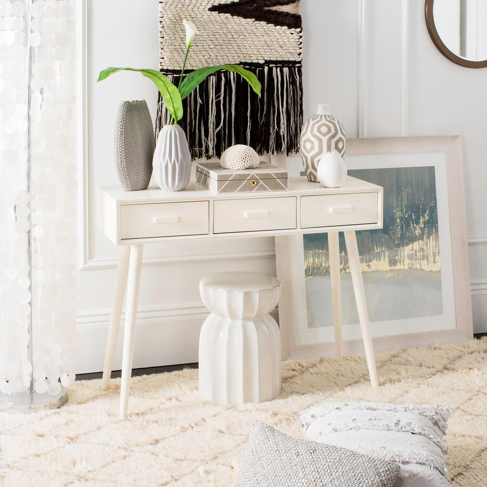 Safavieh Albus Distressed White Console Table 3 Drawer Cns5701a