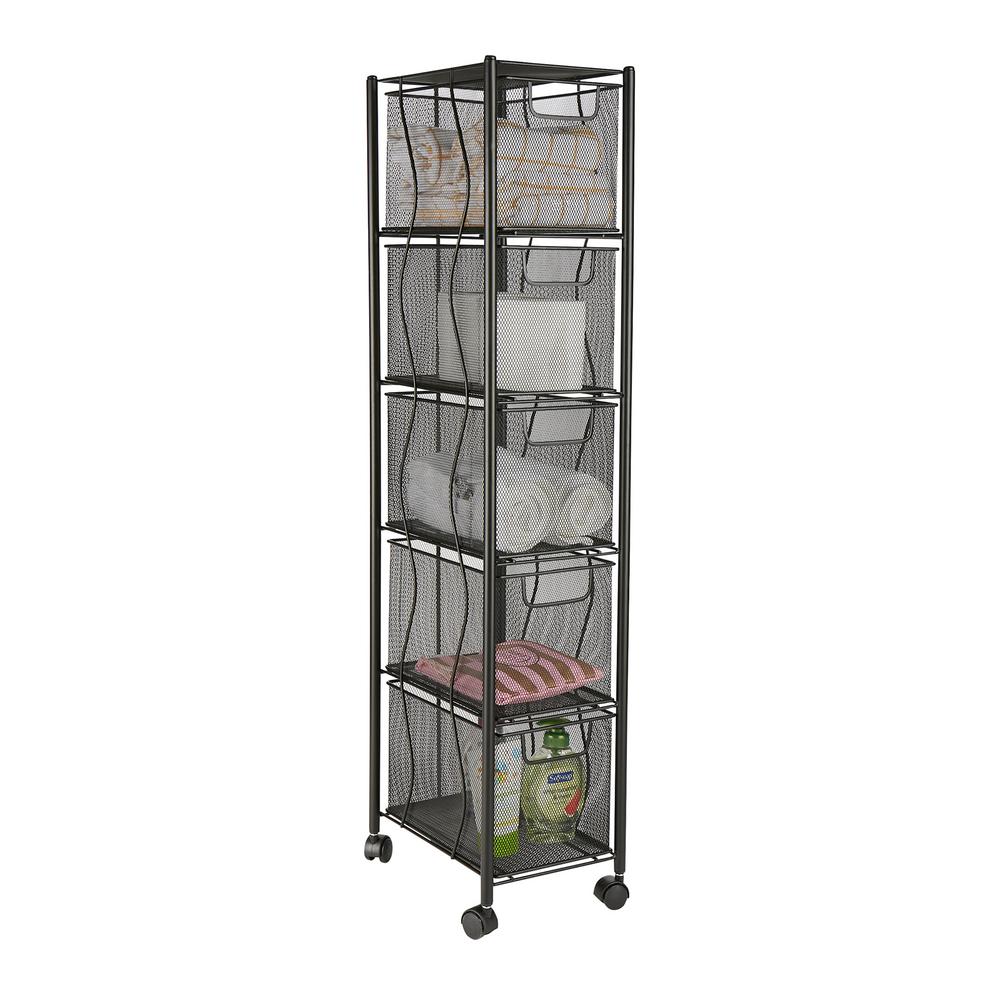 Mind Reader 5 Drawer Cart Rolling Mesh Office Cart File Storage