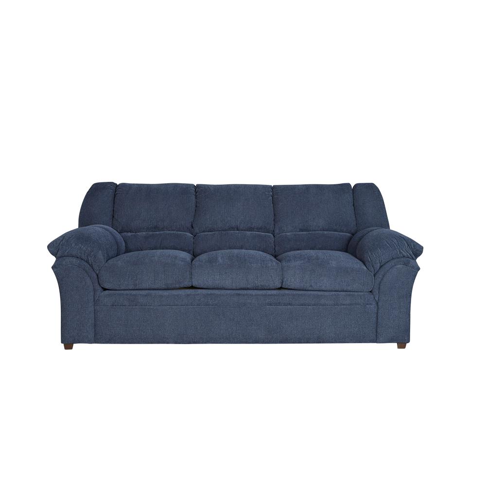Home Decorators Collection Emma Textured Natural Polyester Chenille Big Ben Indigo Chenille Upholstered Sofa