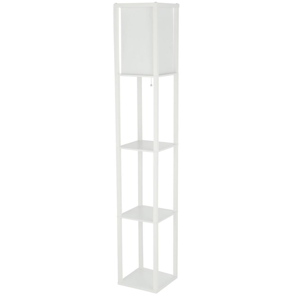 Simple Designs 63 3 In Etagere White, Floor Lamp With Storage Shelves