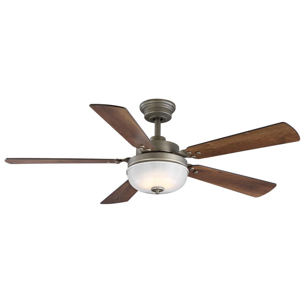 Progress Lighting Archie 52 In Integrated Led Indoor Antique Nickel Dual Mount Ceiling Fan With Light Kit And Remote Control