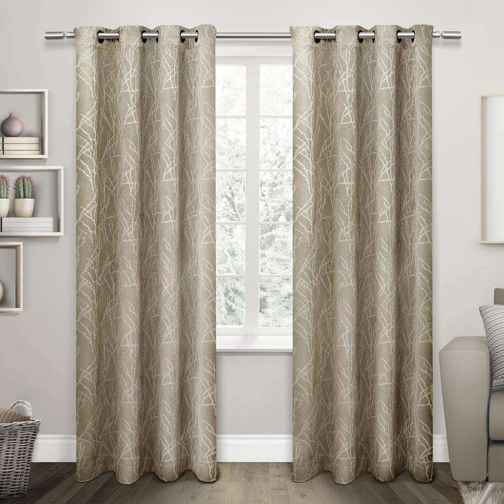 Twig 54 In W X 96 In L Woven Blackout Grommet Top Curtain Panel