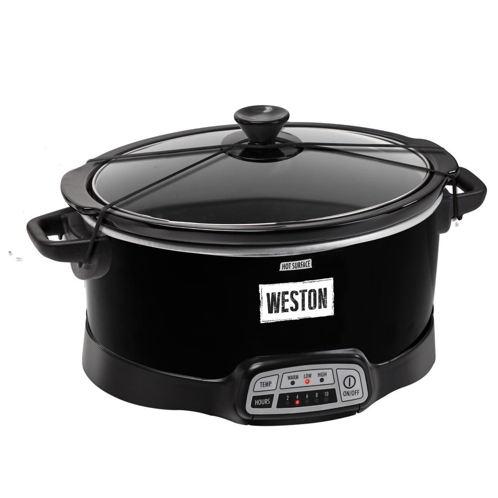 GTIN 812830021175 product image for Weston 7 Qt. Programmable Black Slow Cooker with Locking Lid | upcitemdb.com