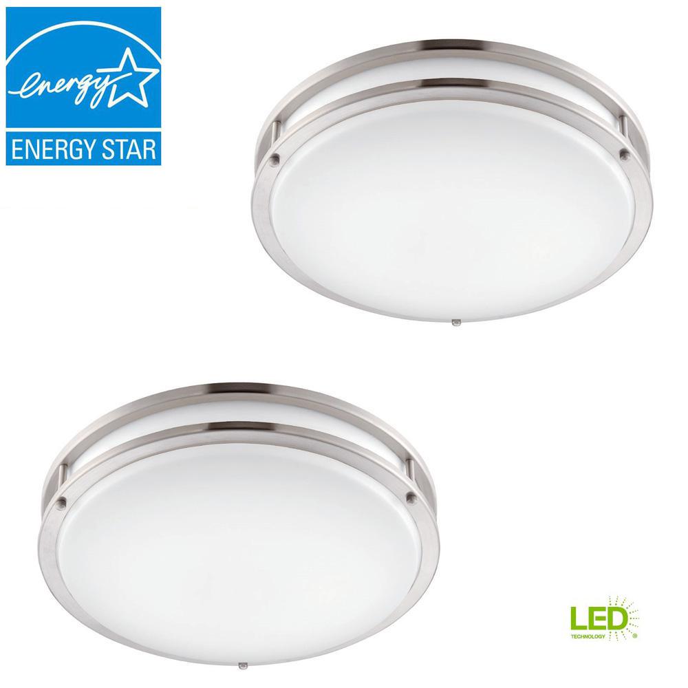 Envirolite Low Profile Led 16 In Brushed Nickel White Ceiling