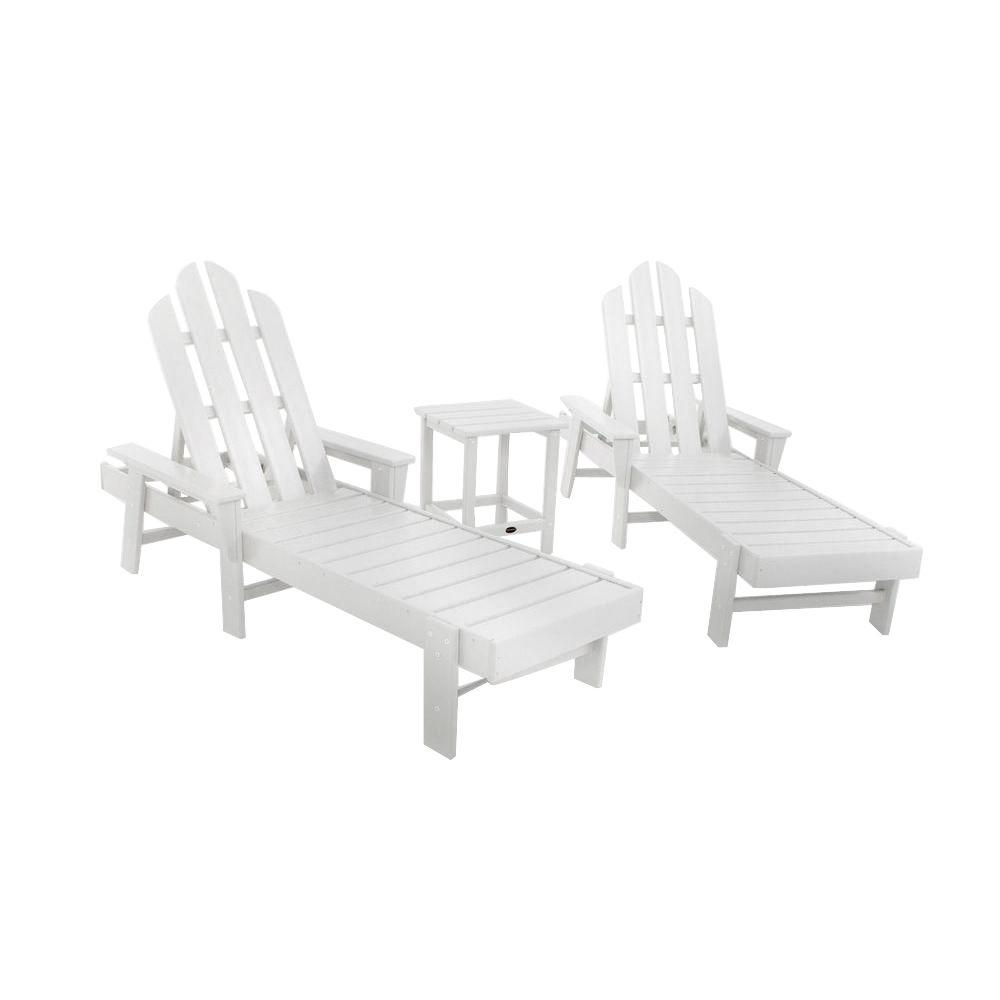 Polywood Long Island White 3 Piece Patio Chaise Set Pws187 1 Wh