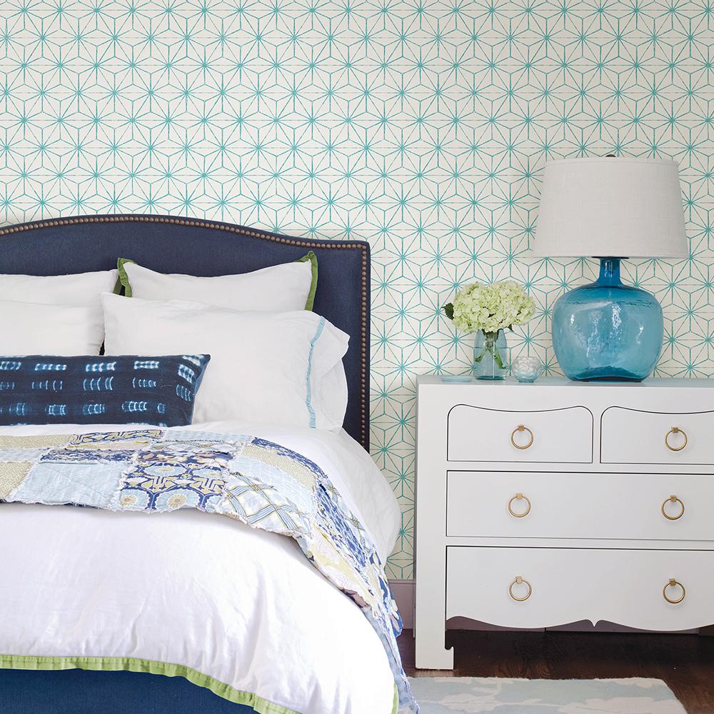 turquoise wallpaper for bedroom